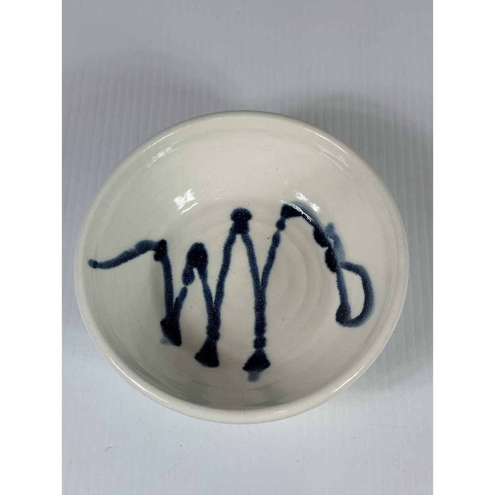 Hand Thrown & Decorated Contemporary Art Clay Pottery Bowl Signed LB In Octagon